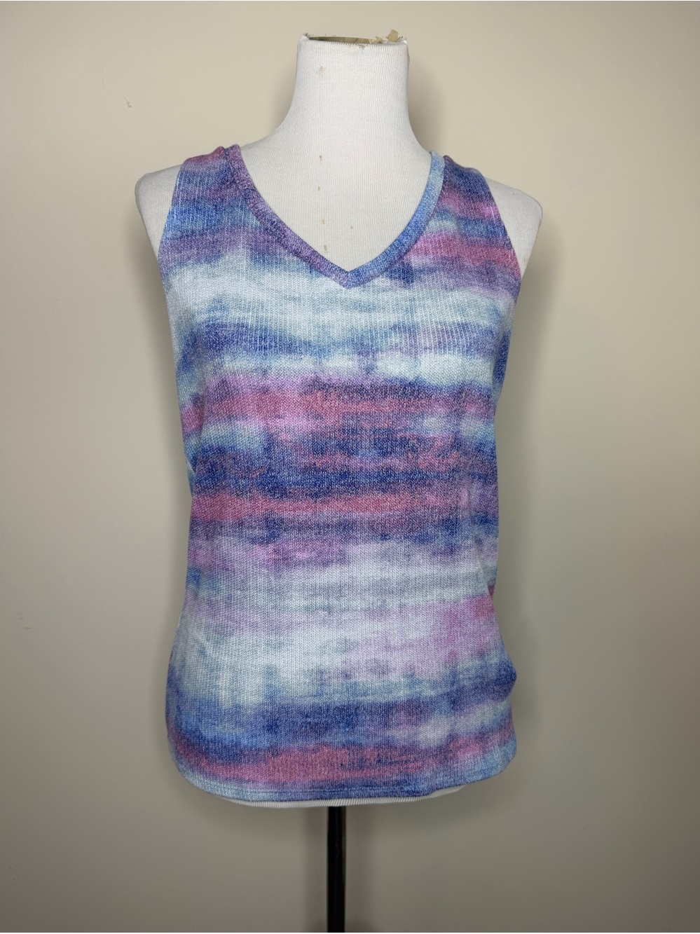 LuLaRoe Pastel Striped V-Neck Tank - Blue, Pink, Purple.